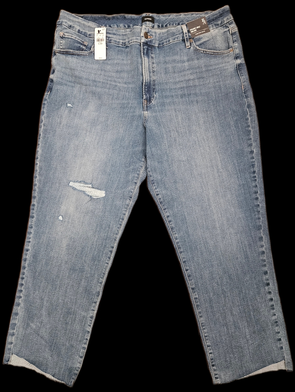 Express Light Blue Denim Jeans with Subtle Distressing
